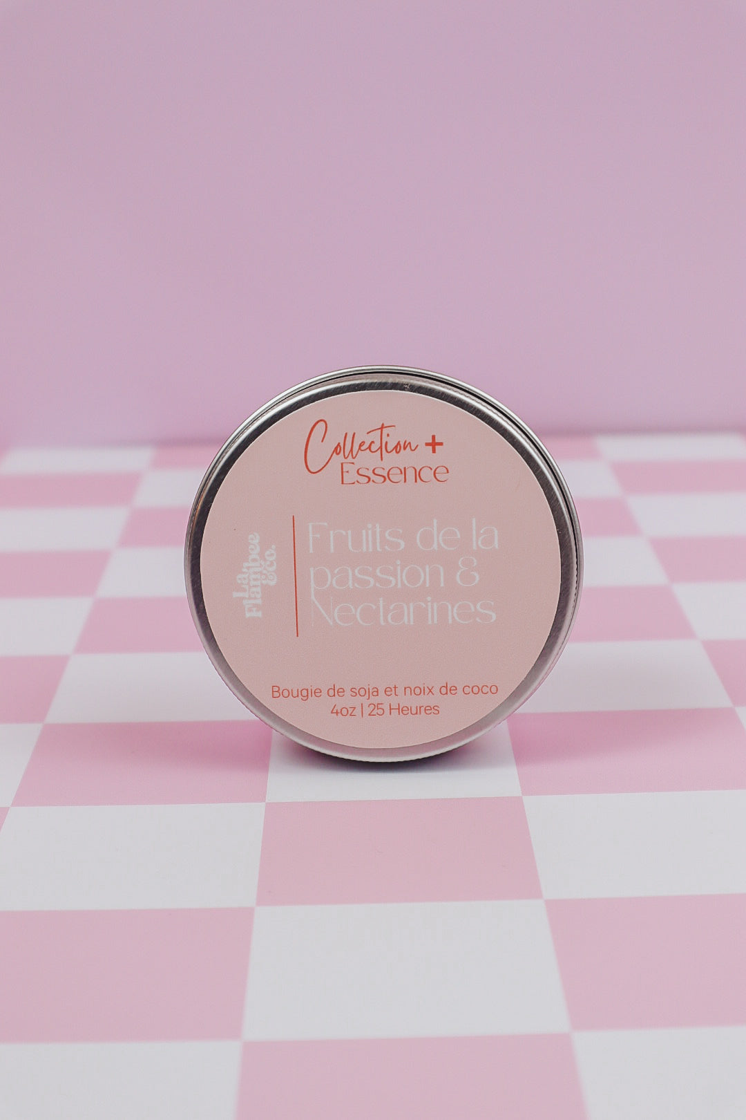 petit pot métal argenté 4 oz, bougie de soja et noix de coco.