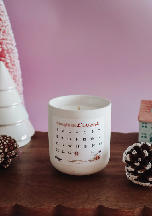 Bougie de l'avent cire de soja et noix de coco