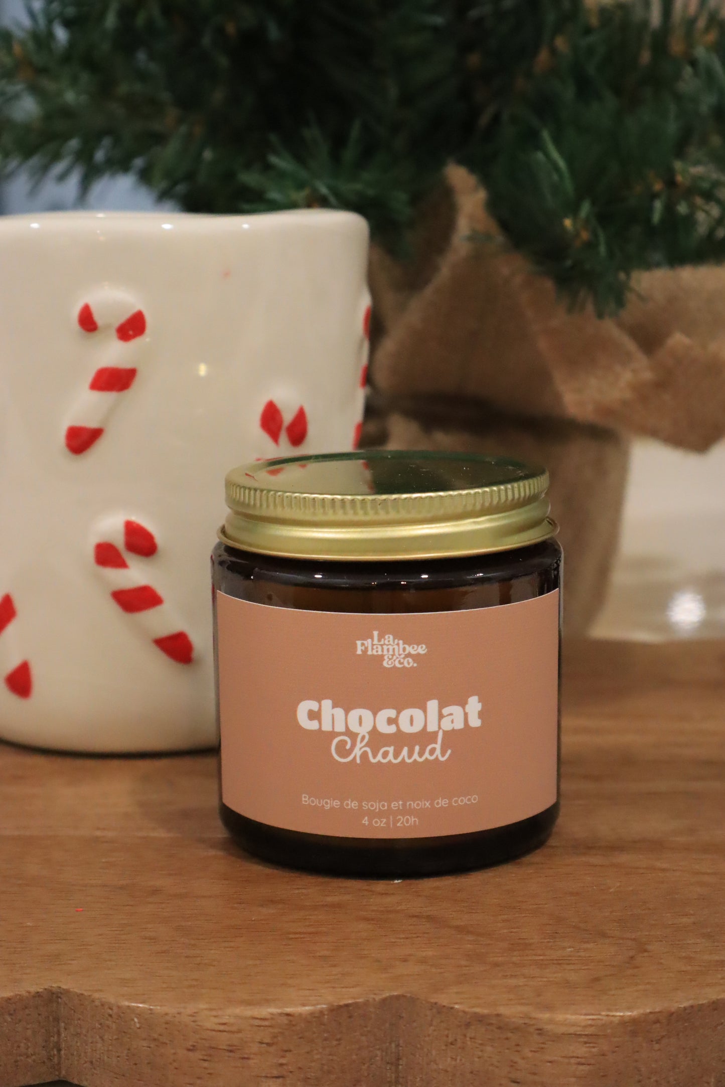 Bougie noël chocolat chaud soya et noix de coco