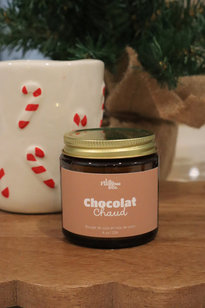 Bougie noël chocolat chaud soya et noix de coco