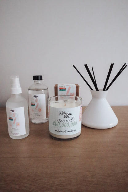 Collection complète mood ceo, bougie, diffuseur à roseaux et bruine. arfum de mandarines & canneberge