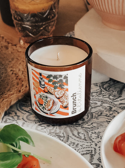 Bougie Brunch à l'italienne au basilic, cire de soja, La Flambée & Co.