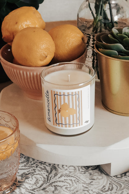 Bougie Limoncello au citron et thé vert, cire de soja, La Flambée & Co.
